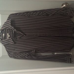 Express Men’s Striped Stretch Cotton Fitted Button Down Shirt